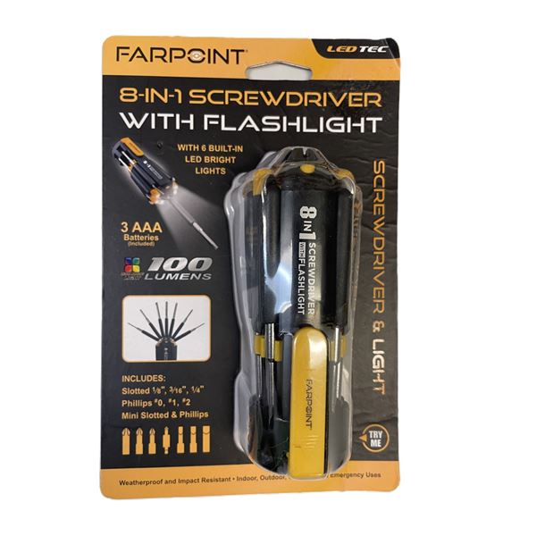 Farpoint 8-in-1 Screwdriver with Flashlight.