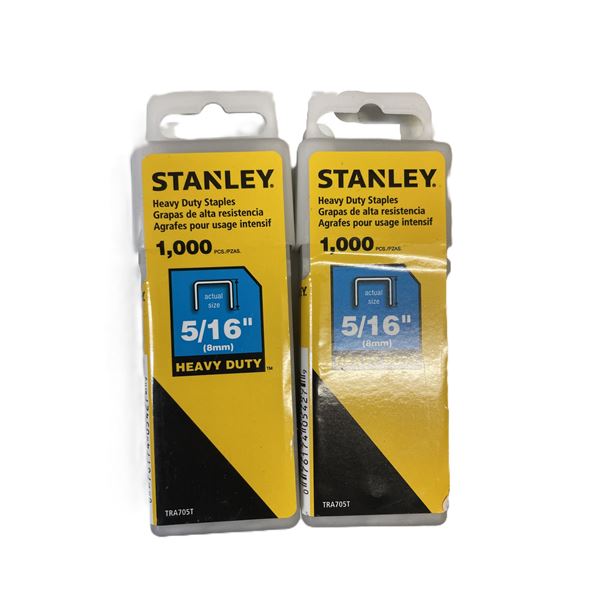 QUANTITY OF TWO Stanley 5/16-inch (8mm) Heavy Duty Staples. 1000 in each package
