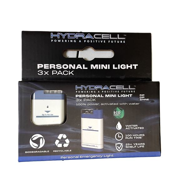 Personal LED Mini Light 3-Pack, 100% Power with Quick Water Activation