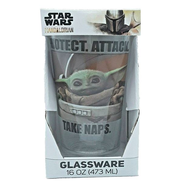 Star Wars Lucas Film The Mandalorian Glass Ware 16 Oz Capacity