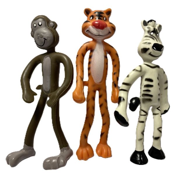 Three Vintage Toys , Zebra Tiger and Monkey