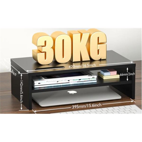 BONTEC Wood Monitor Desk Stand Riser with Smartphone Holder