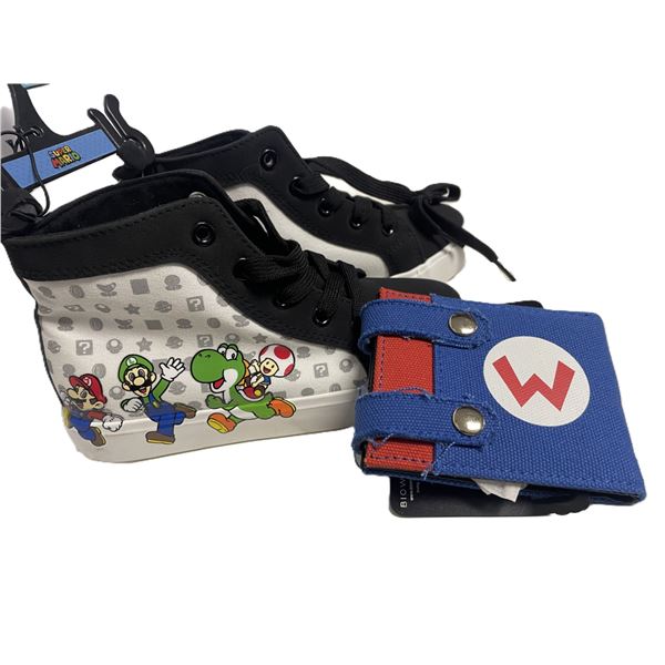 Super Mario Shoes and wallet , kids size one