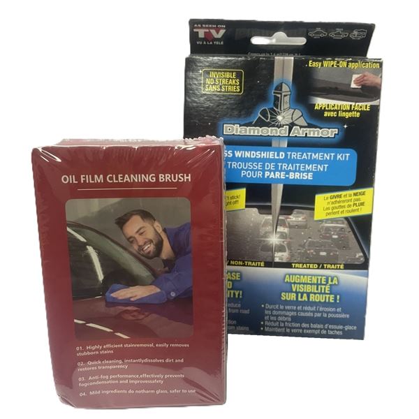 Diamond Armor Windshield Treatment Kit and Oil Film Cleaning Brush
