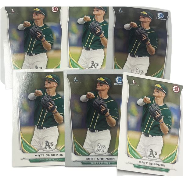 2014 Bowman Chrome Draft Picks baseball cards showcasing Matt Chapman.