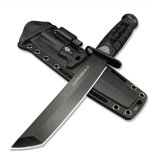 Tactical Survival Hunting Outdoor Camping Knife with Small Flashlight and Flintstone