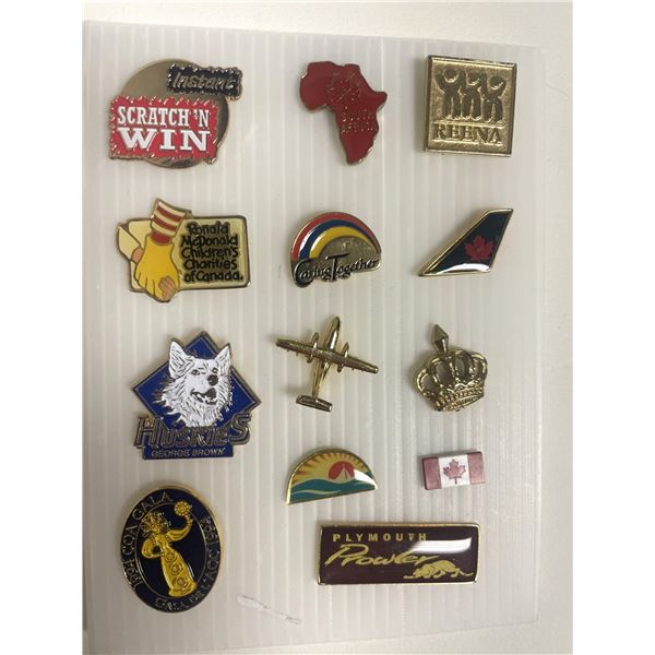 Collection of ten pins