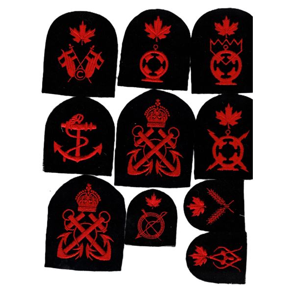 collection of Royal Canadian Navy (RCN) trade and rank shoulder badges