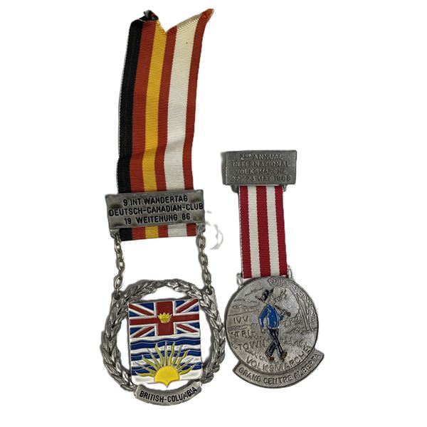 vintage hiking or walking medal, likely related to a German-Canadian club in British Columbia.
