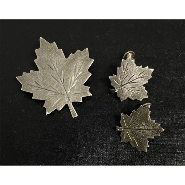 Sterling Silver Maple Leaf Pin Set