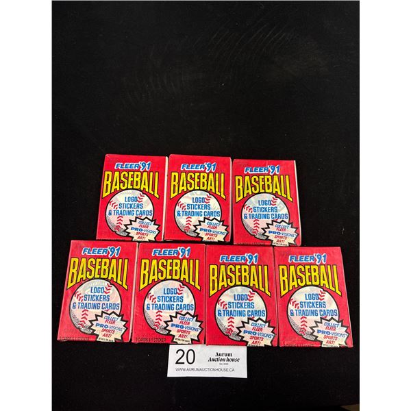 1991 Fleer Baseball Logo Stickers &Trading Card Pack x7