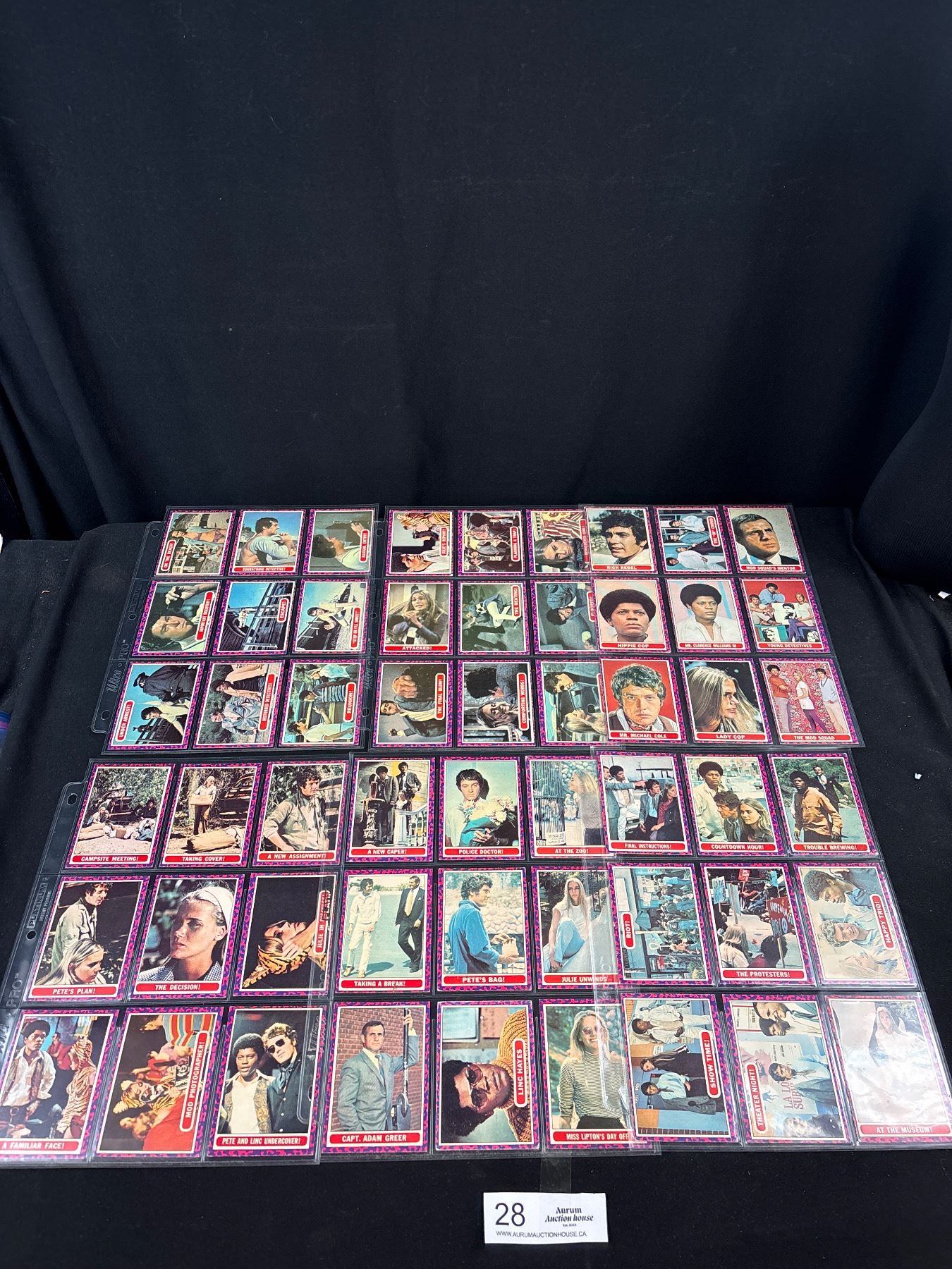 1968 The Mod Squad 9 card page of Trading Cards x 6