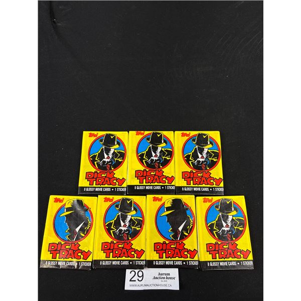 1990 Topps Dick Tracy Movie cards & sticker pack x 7