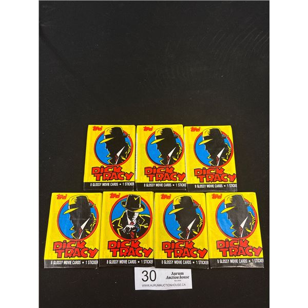 1991 Topps Dick Tracy Movie cards & sticker pack x 7