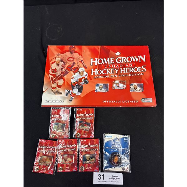 Home Grown Canadian Hockey Heroes 2003/04 Pin Collection plus Additional Pins & 2006-07 Markus Naslu