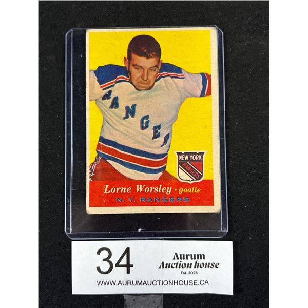 Lorne Worsley 1957 New York Rangers Topps Trading Card