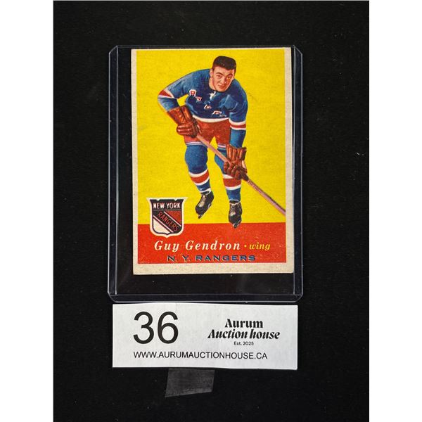 Jean G. Gendron 1957 New York Rangers Topps Trading Card