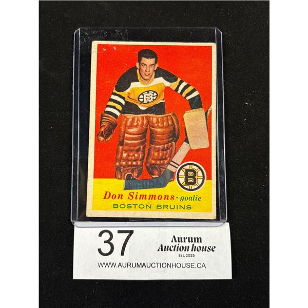 Donald Simmons 1957 Boston Bruins Topps Trading Card