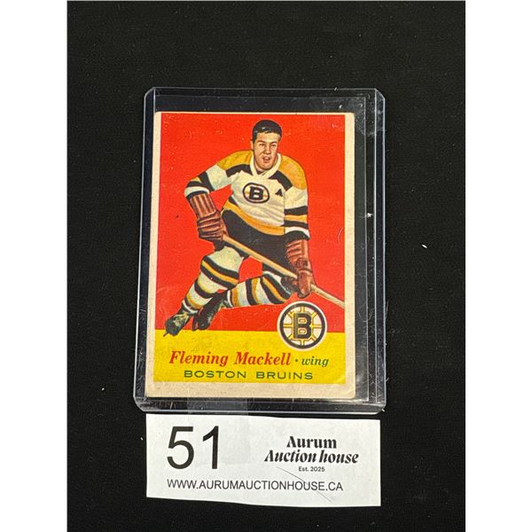 Fleming D. Mackell 1957 Boston Bruins Topps Trading Card