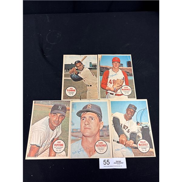 Lot of 4 - 1967 Topps Baseball Pin-up Inserts: Carl Yastrzemski, Willie McCovey, Sam McDowell and Jo