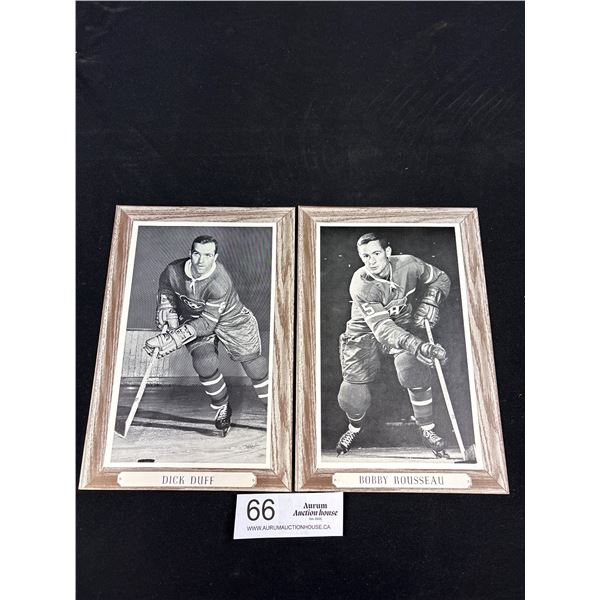1964-67 Bobby Rousseau and Dick Duff Group 3 Wood Grain Bee Hive Hockey Photo