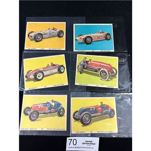 Complete 1960 Set of 6 2 Sided Peter-Austin Magnajector Indy 500 Picture Cards  Measure 4 by 3 Inche