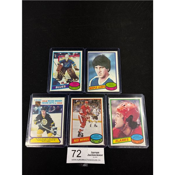 Lot of 5 1980/81 OPC Rookie Cards Ray Bourque Leader, Rick Vaive, Mike Liut, Kent Nilsson and John O