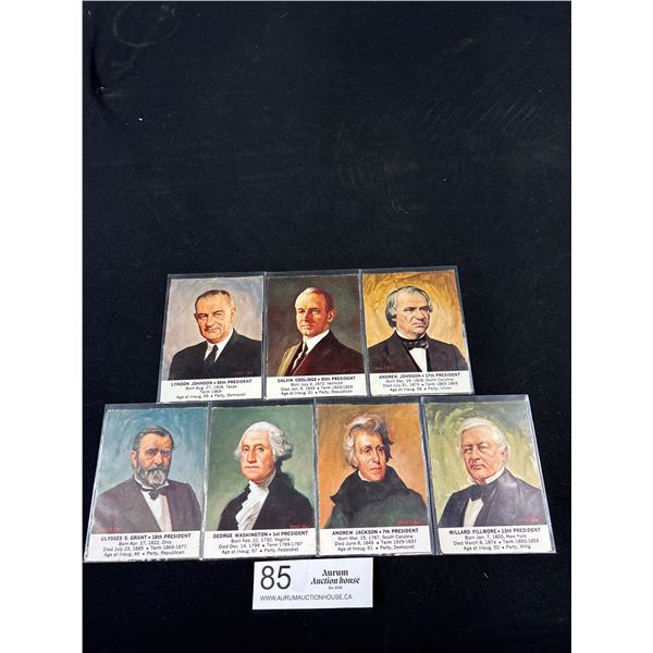 Lot of 7 1964 General Mills US Presidental Portraits Cards