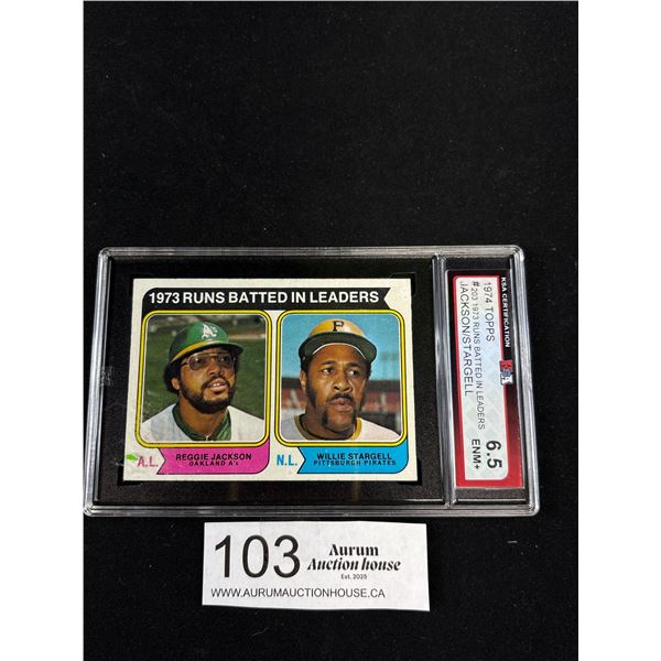 1974 Topps RBI Leaders Willie Stargell and Reggie Jackson Card