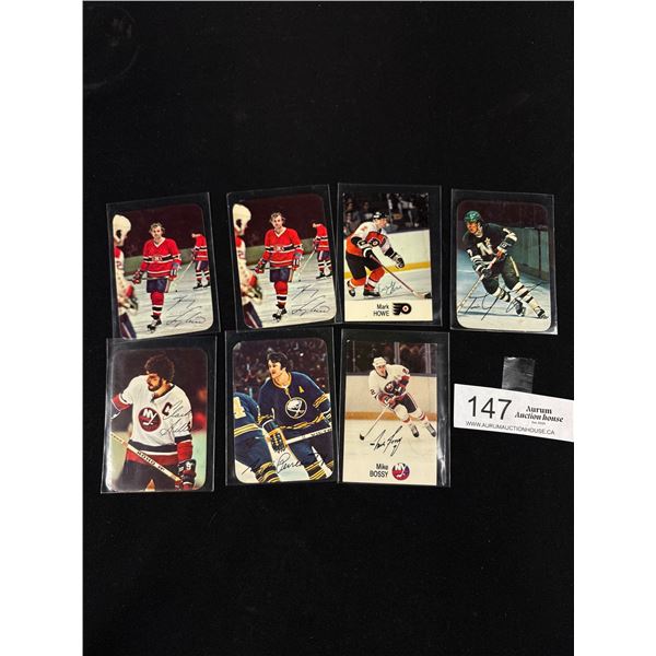 5 1977 O.P.C. Hockey Cards Guy Lefleur Tim Young etc + 2 Esso Hockey Checklists
