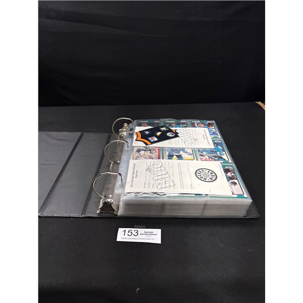 Binder Lot of Score 91 and Older Pro set cards and 2 Magnets and Labatts Blue shootout promotional p