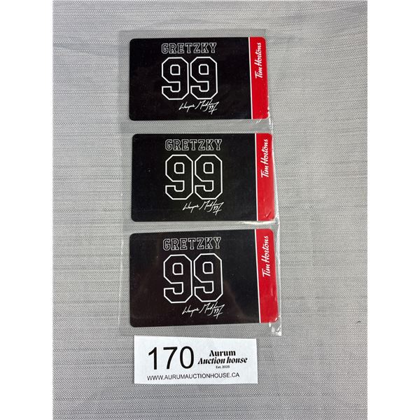 Rare Lot of 3 Tim Hortants #99 Wayne Gretzky NHL Gift Cards