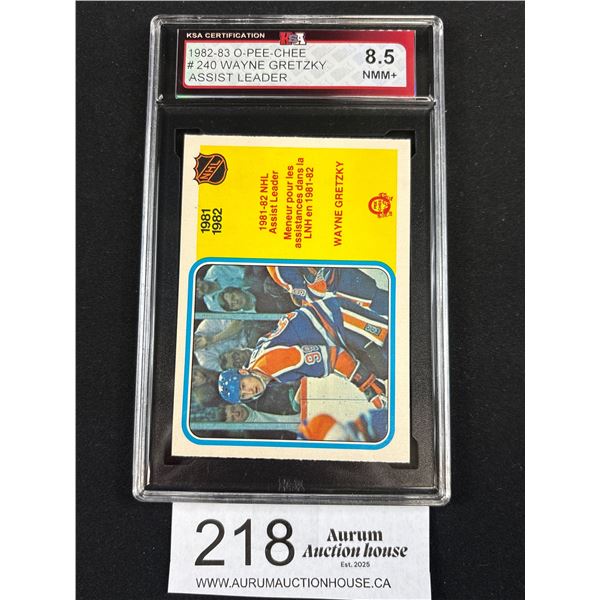 1982-83 O-Pee-Chee #240 Wayne Gretzky Assist Leader Card KSA 8.5