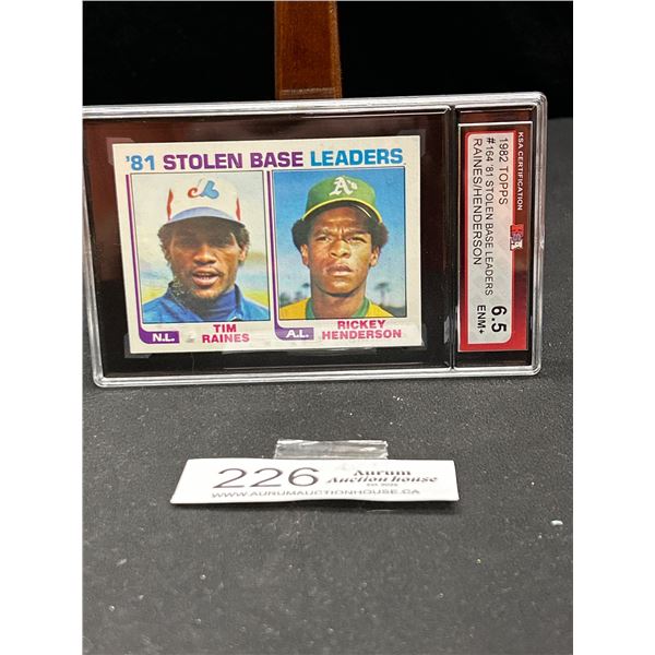 2nd Year Rickey Henderson Tim Raines '81 Stolen Base Leaders 1982 Topps Card