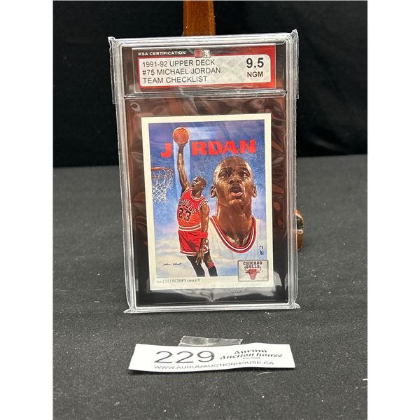 1991-92 Upper Deck #75 Micheal Jordan Team Checklist Card KSA 9.5