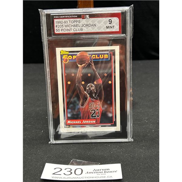 1992-93 Topps #205 Micheal Jordan 50 Point Club Card KSA 9