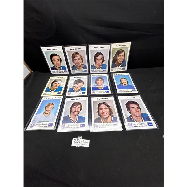 Lot of 12 1974-75 Vancouver Canucks Royal Bank Player of the Week