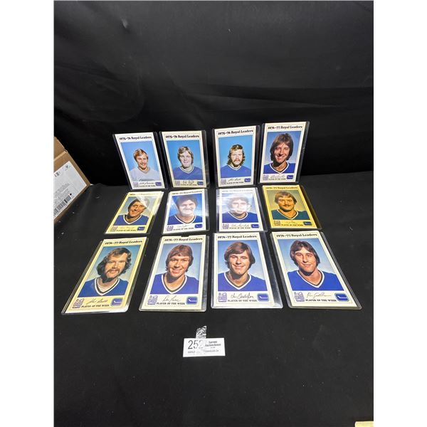 Lot of 12 1975-76 Vancouver Canucks Royal Bank Player of the Week