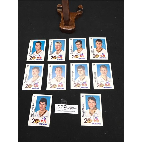Lot of 10 Hand Signed 1990 Mohawk Gas Vancouver Canucks Promo Cards
