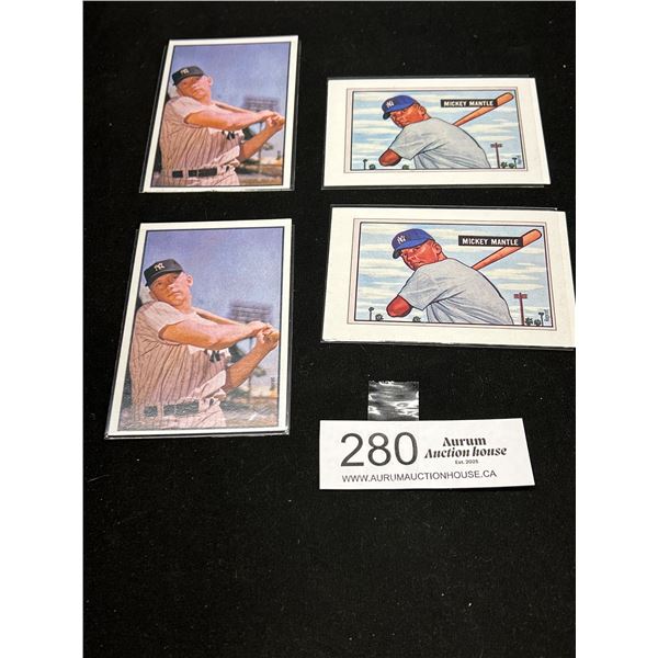 Lot of 4 Reproduction Mickey Mantle Rookie Cards