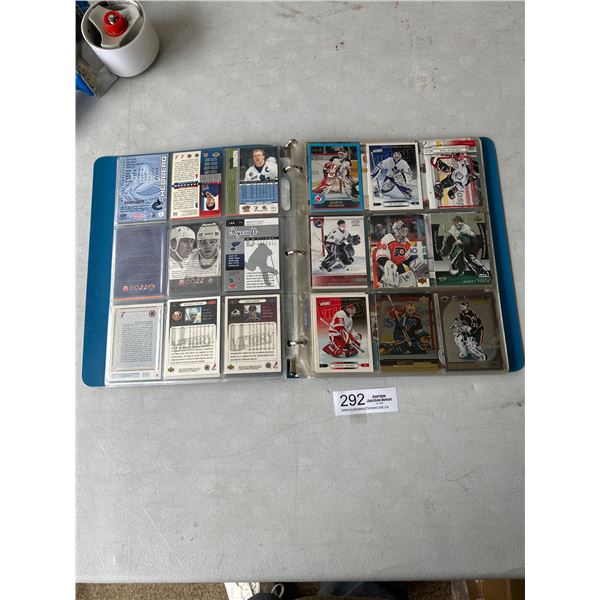 Small Binder lot of Misc. 90s Hockey Cards in Don Chery Hockey Card Album and pinacle, UD, o.p.c., e