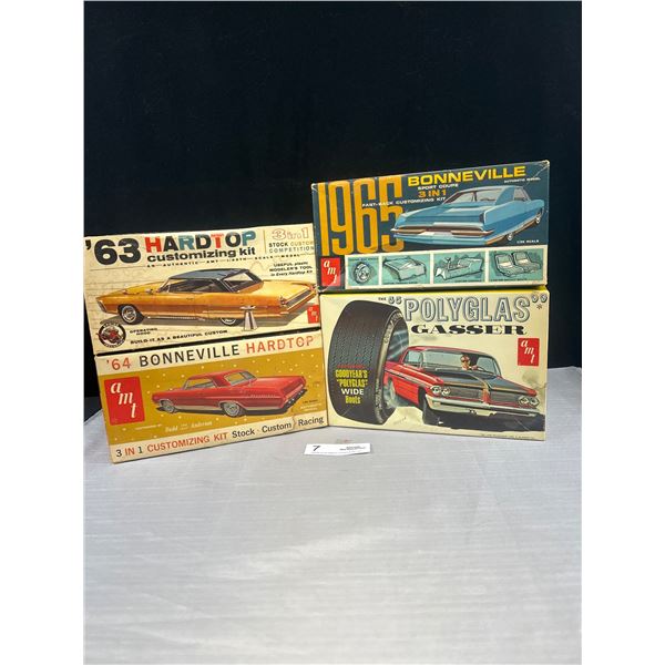 4 Old Car Models in original boxes Put Together