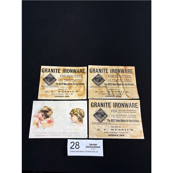 4 Vintage Circa 1900-1910 Trade (Advertising) Cards