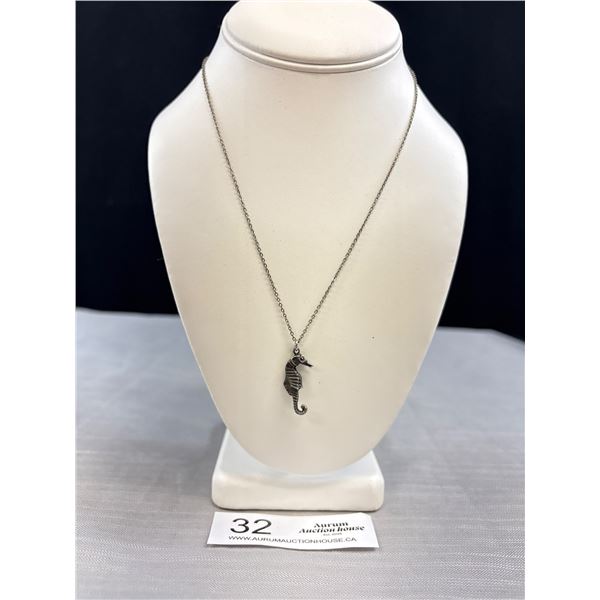 Unusual Silver Sea Horse Necklace