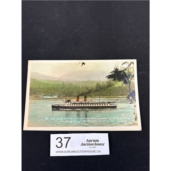 An Early B.C. Postcard of the S.S. Lady Cecelia (Union Steamship Co.)
