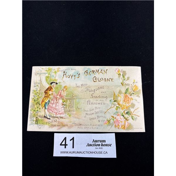 Very Pretty Perfume Advertising Trade Card 1890