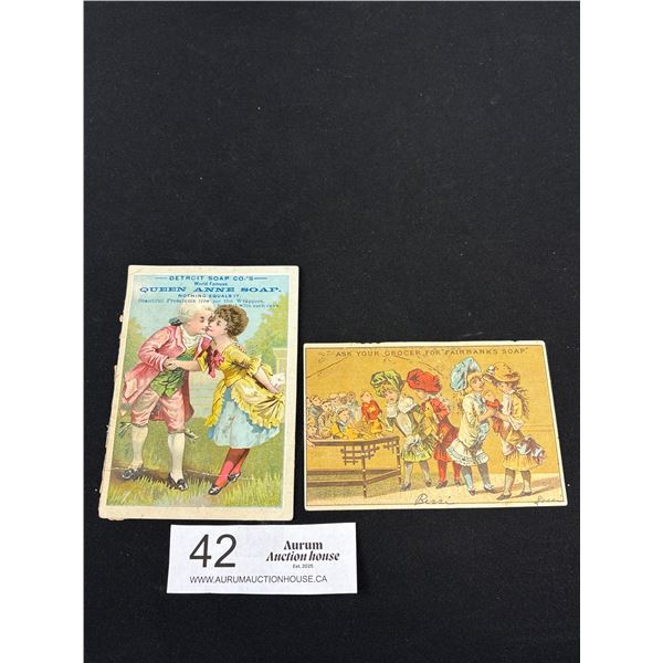2 1890-1900 "Soap" Advertising Trade Cards
