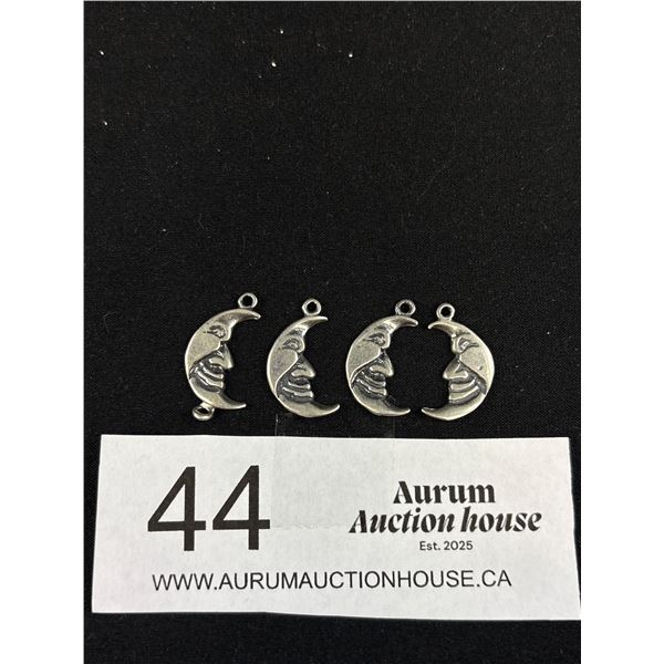 4 Sterling Silver Man in The Moon Charms/Pendants