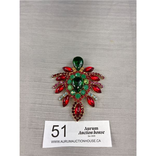 Spectacular Jewels of India Rhinestone Brooch Very Desirable