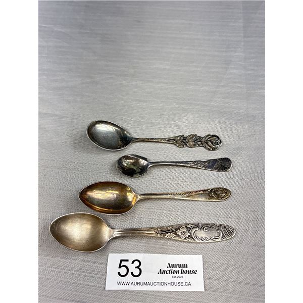 4x Very Detailed Silver Antique Spoons Nice